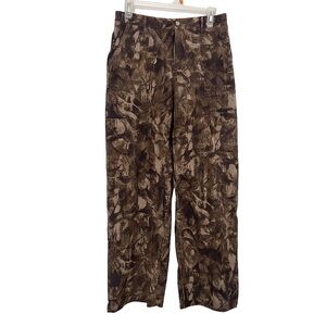 Camouflage Wide Leg Cargo Pants - Green Brown Camo